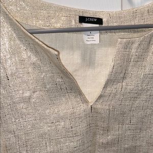 Jcrew cream color linen shirt with gold accent